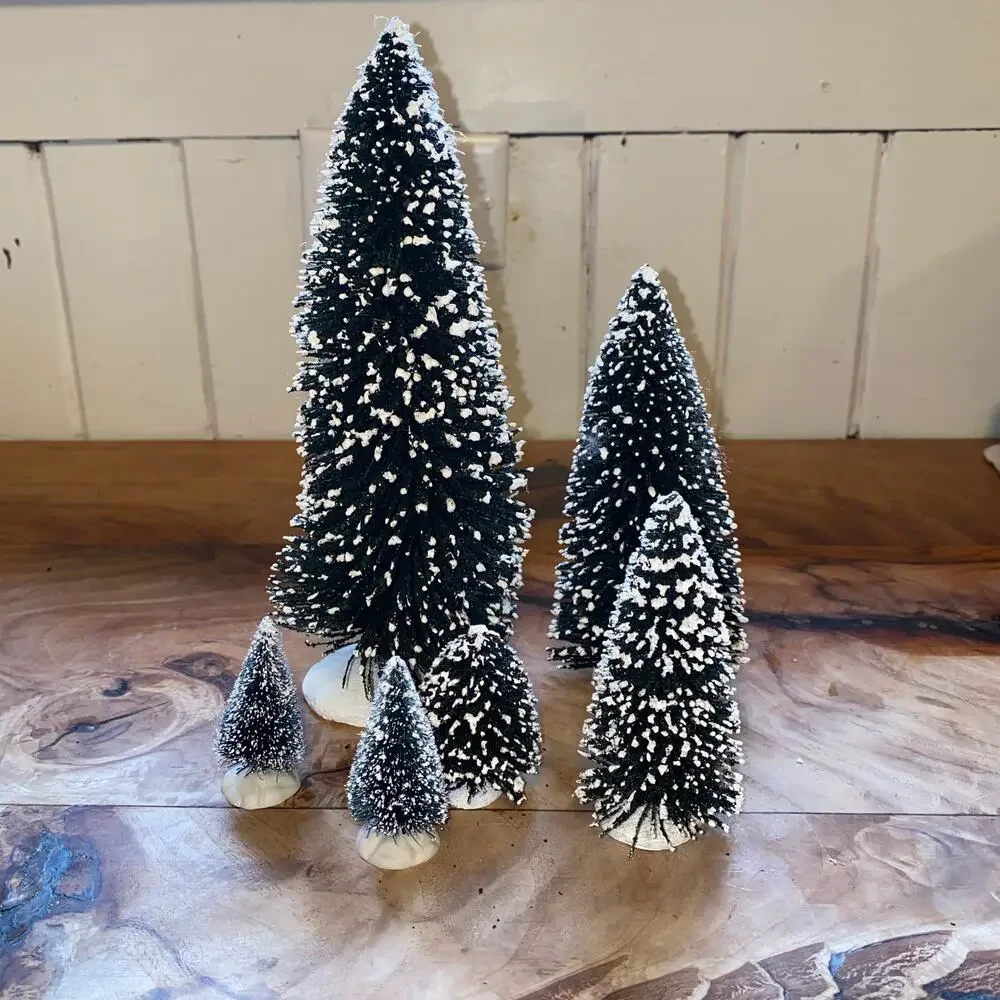 Christmas Village Miniature‎ Artificial Landscape Snowy Trees 6-Pc Set
